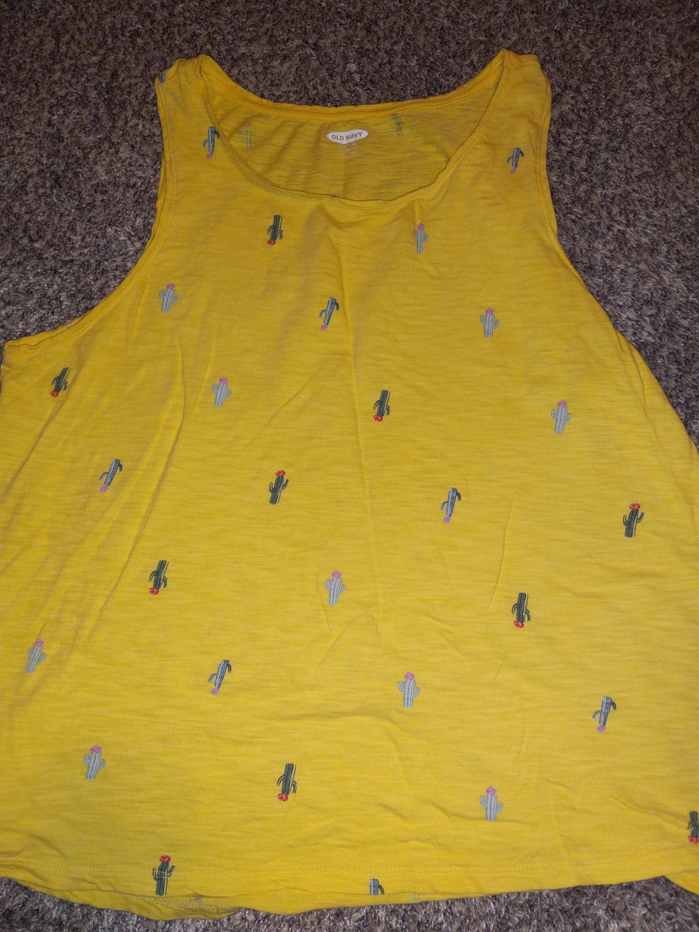 Old Navy Yellow Cactus-Print Girls Tank Top